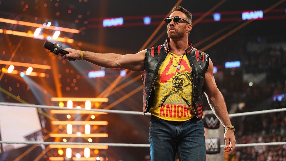 LA Knight enters the ring during Monday Night RAW at Frost Bank Center.