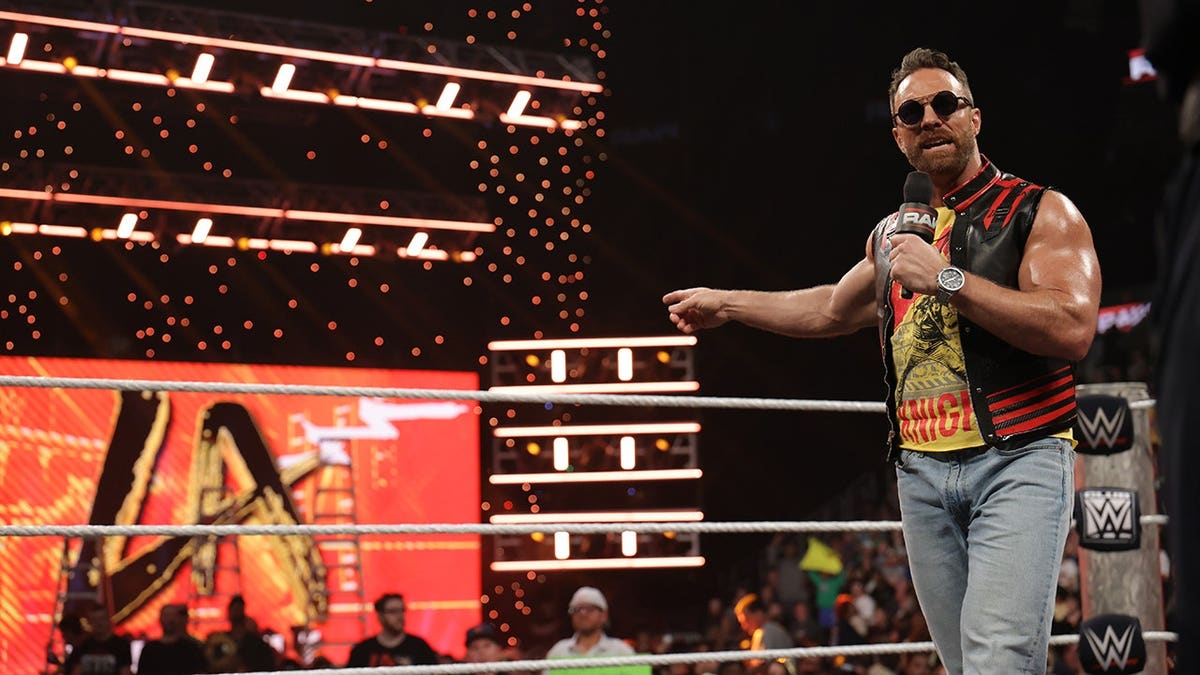 LA Knight addresses the WWE Universe during Monday Night RAW at Enterprise Center.
