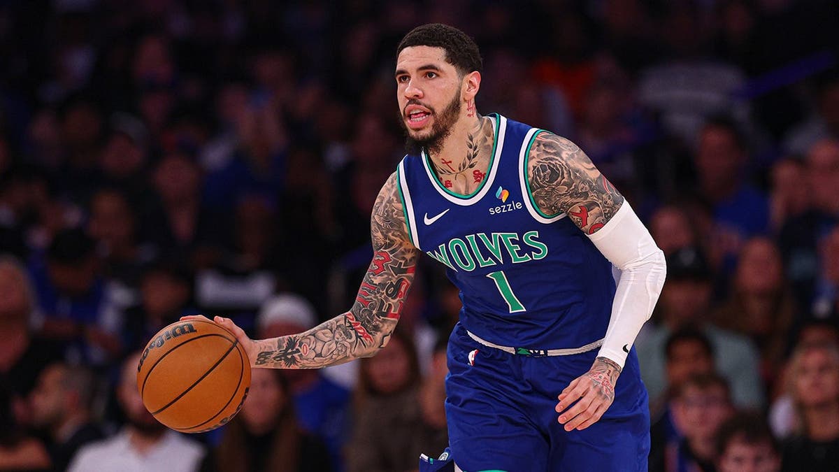 LaMelo Ball dribbles up court during the first quarter against the Knicks at Madison Square Garden.
