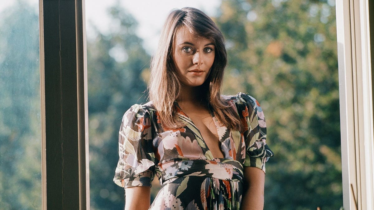Lesley Anne Down poses at home in Primrose Hill, London.