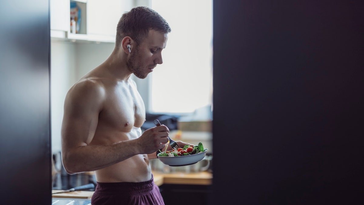 Man eating healthy food