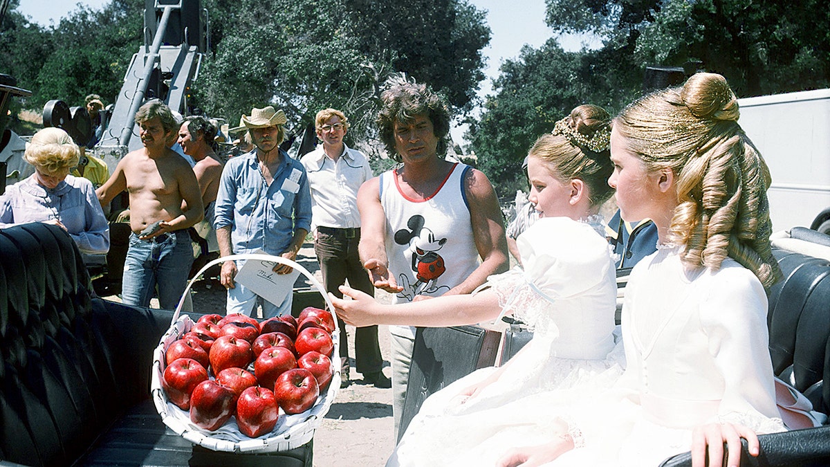 Michael Landon directs a scene of "Little House on the Prairie"