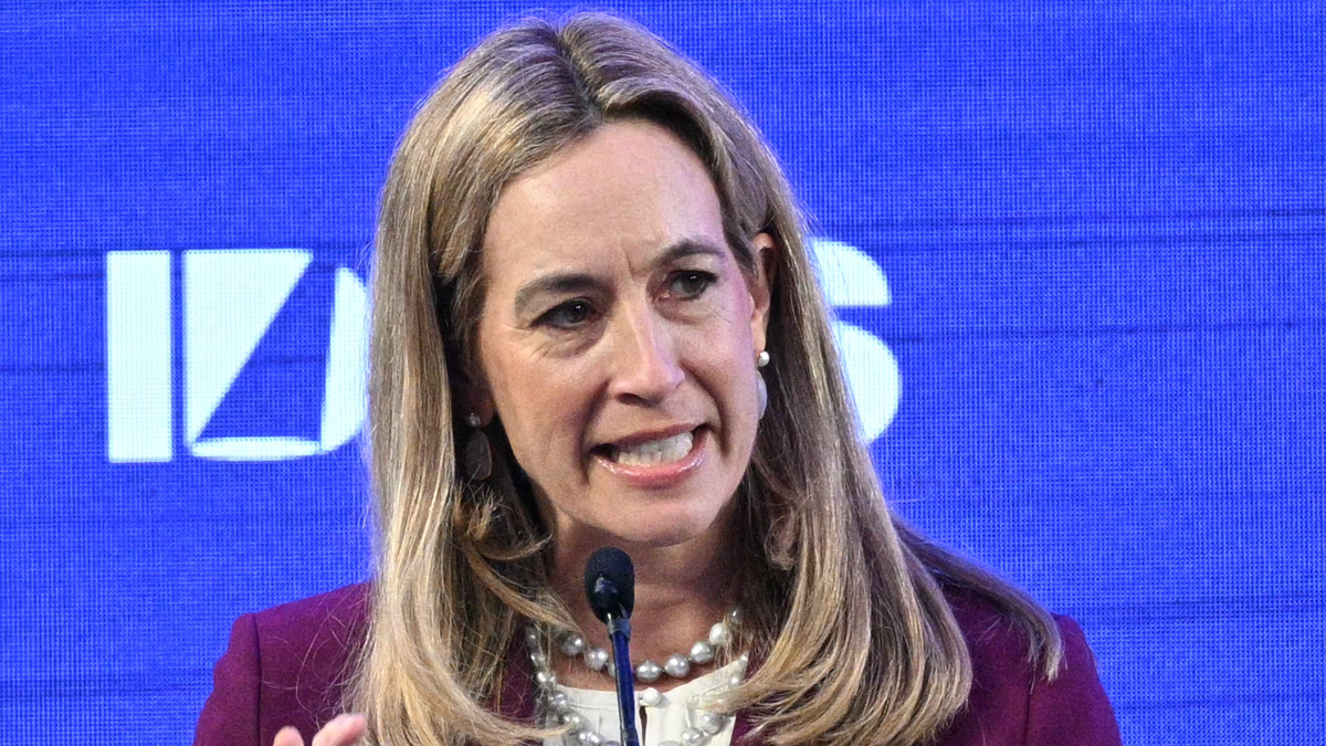 Mikie Sherrill appears on stage