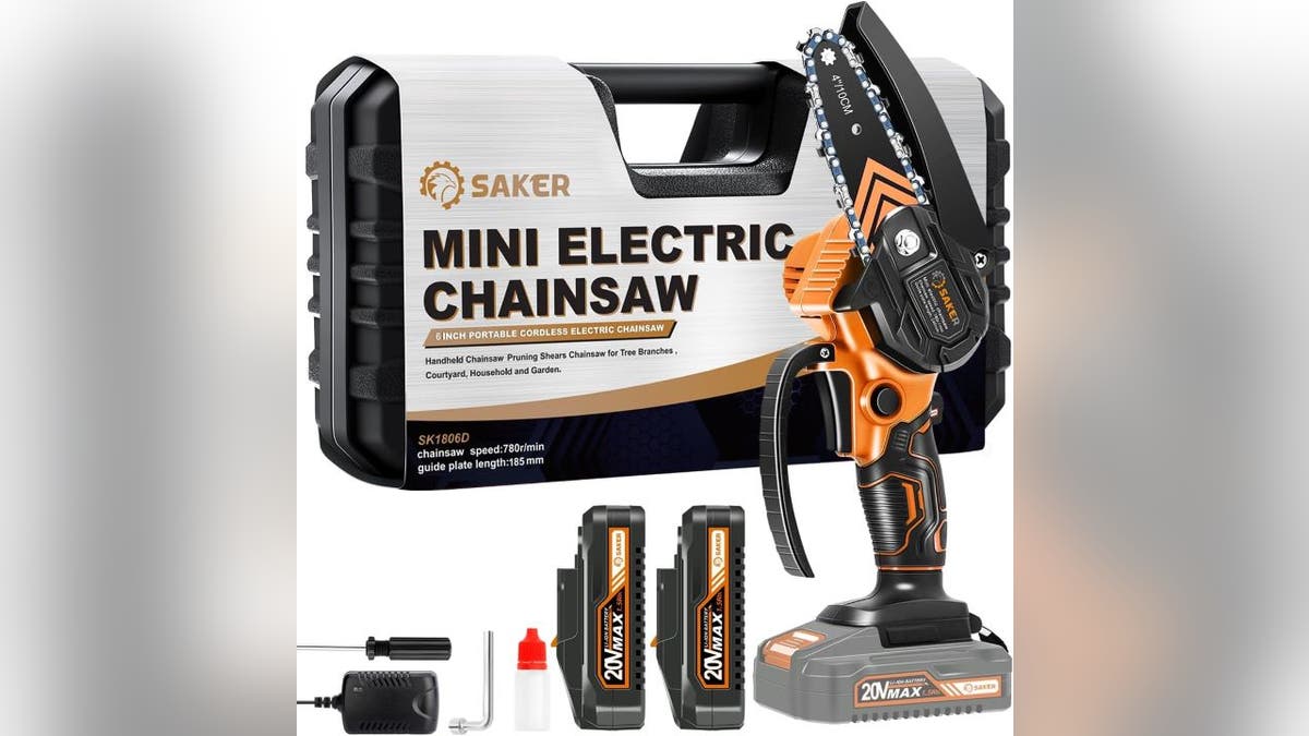 This mini chainsaw packs big power in a small design.