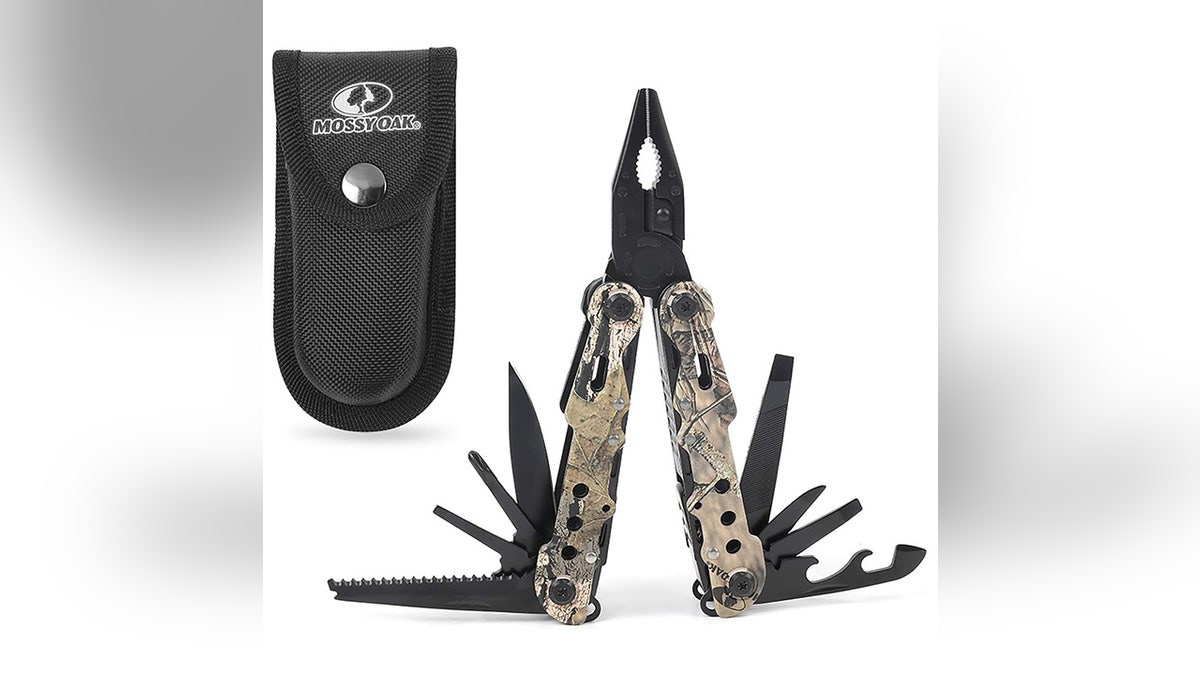 A multitool includes knives, pliers, screwdrivers and more.