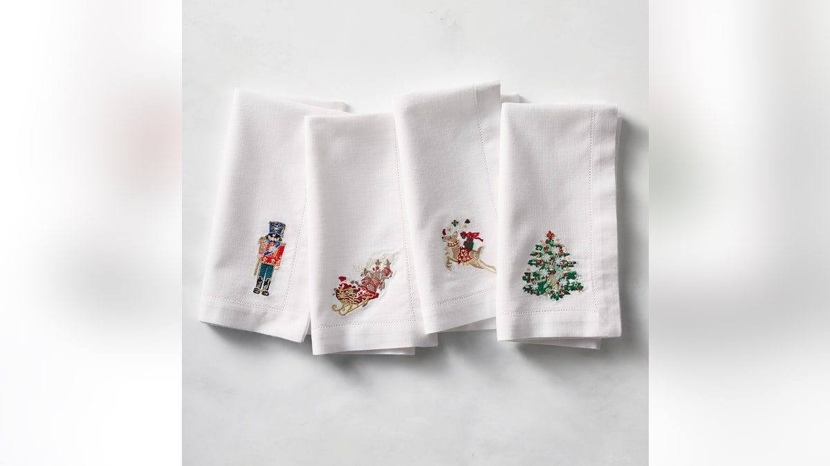 Spruce up your holiday table with these adorable embroidered napkins.