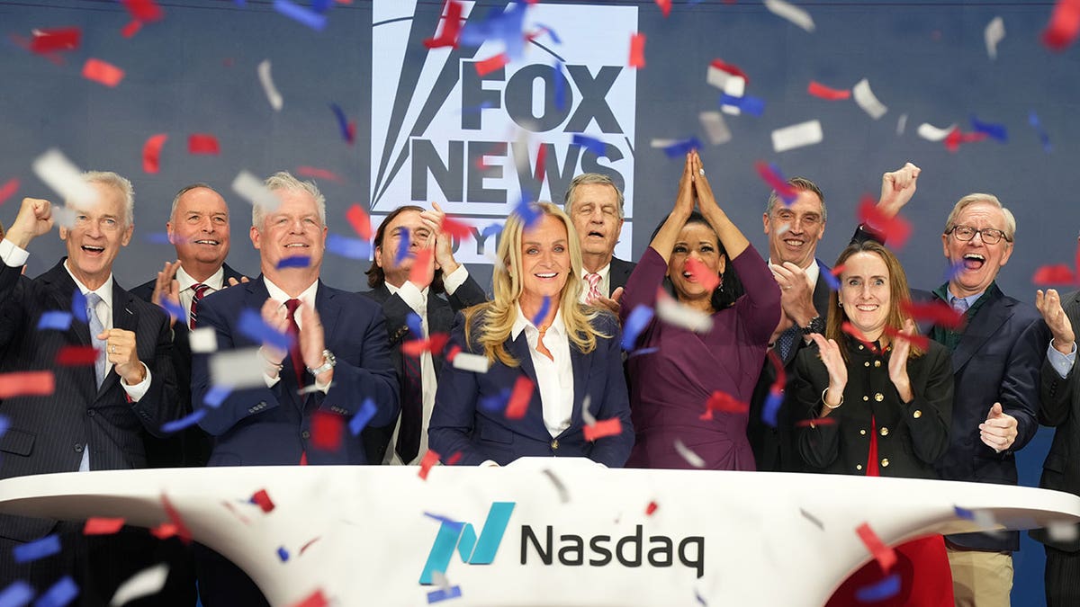 FOX News Media CEO Suzanne Scott and team rings the closing bell at Nasdaq on October 6, 2026