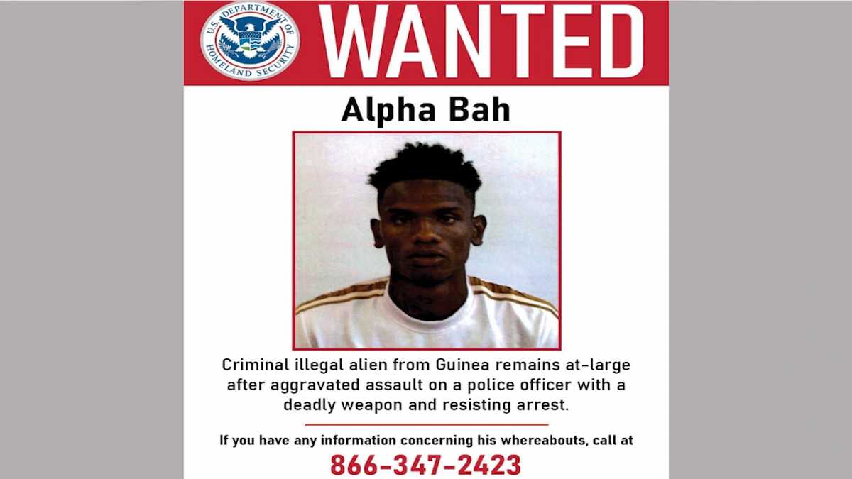 Wanted poster of Alpha Bah