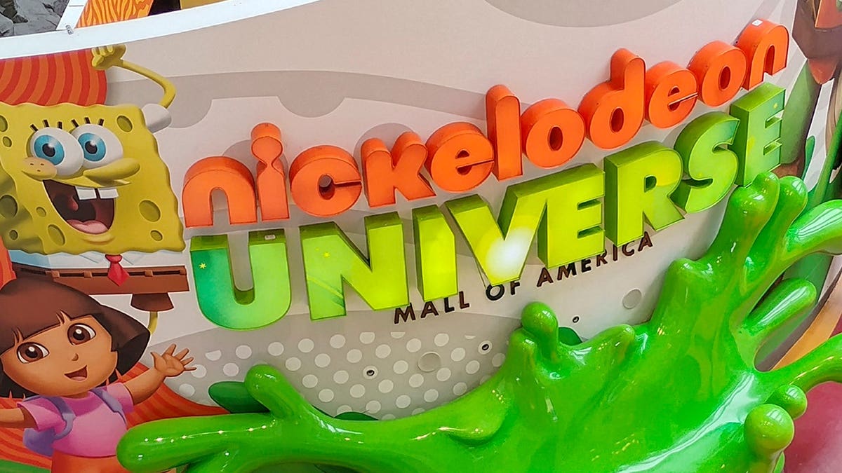 Nickelodeon Universe sign at the entrance to rides at Mall of America.