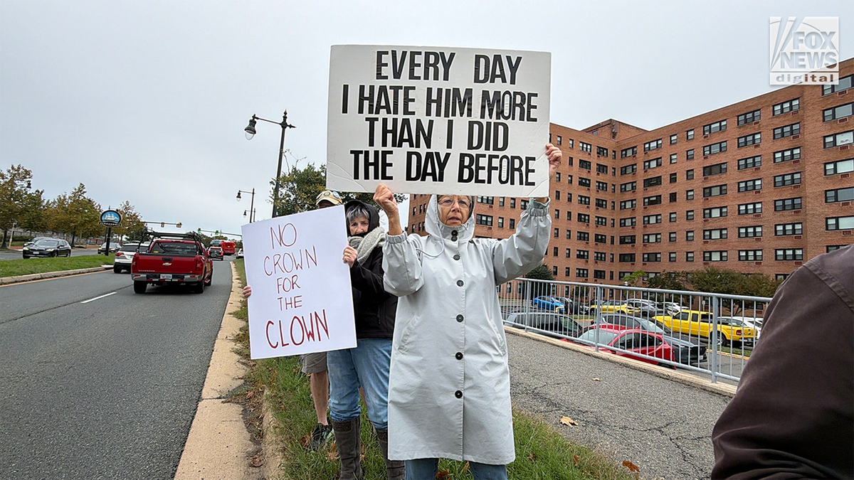Demonstrators rally in Alexandria, Va., as part of the nationwide 