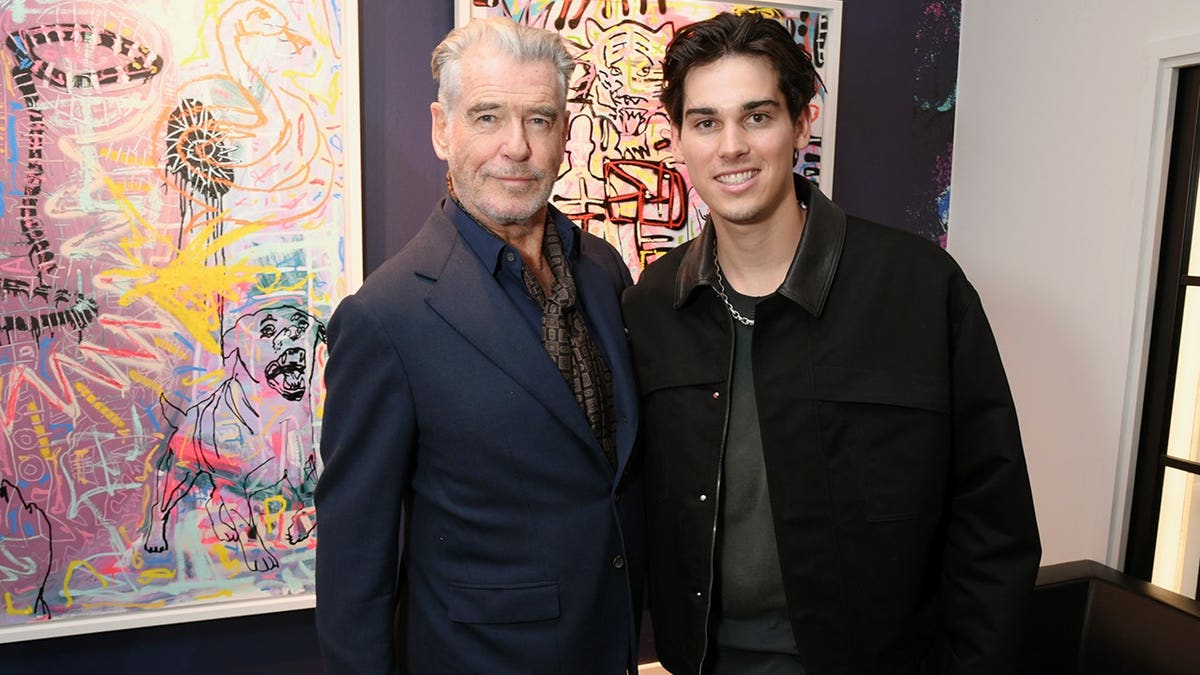 Pierce Brosnan and Paris Brosnan at Clarendon Fine Art in London, England in February 2026