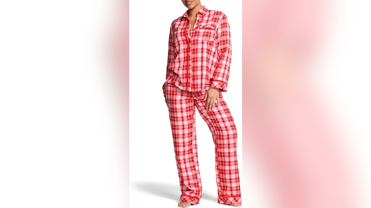 The red and pink plaid is perfect for the holiday season.
