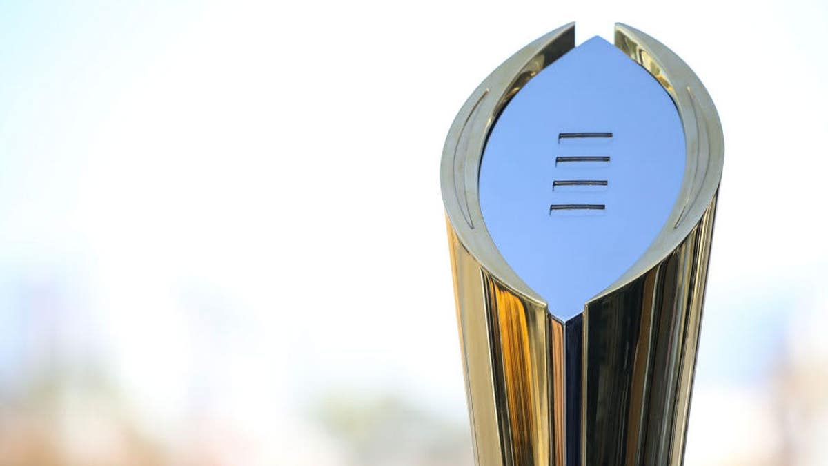 CFP trophy during the College Football Playoff