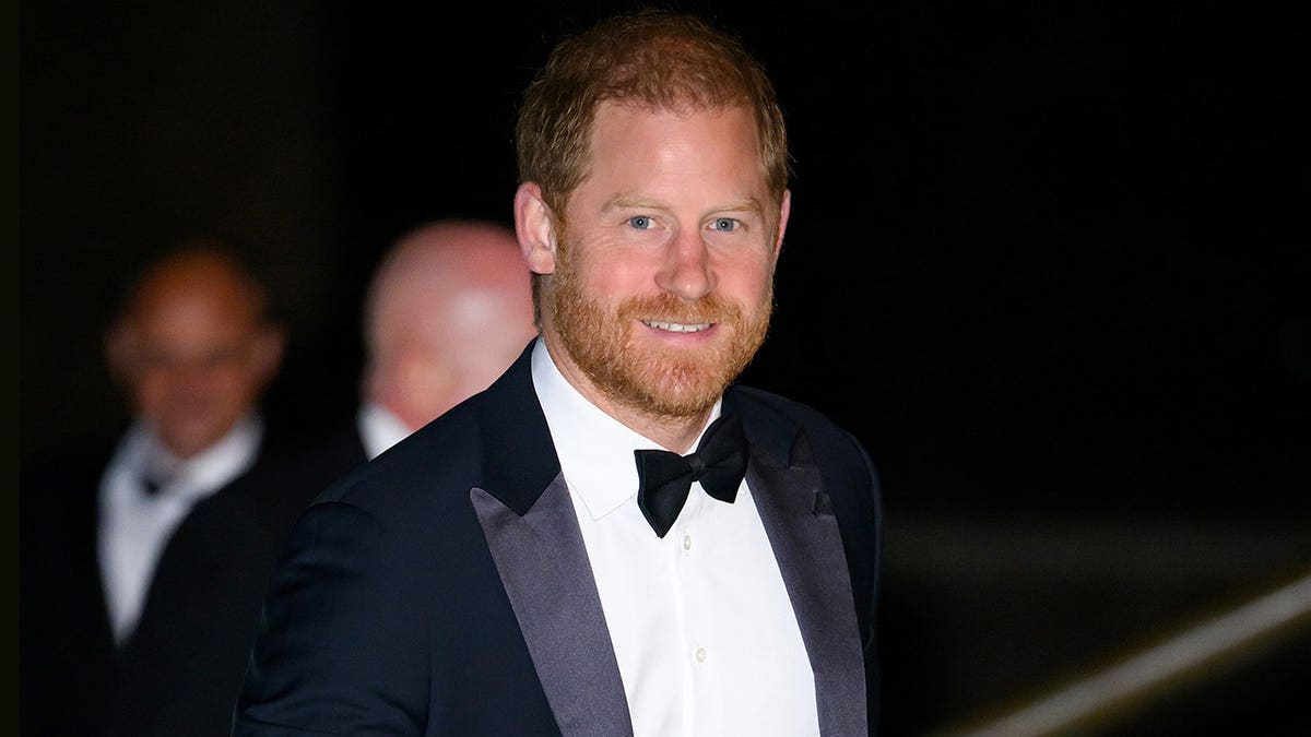 Prince Harry, Duke of Sussex, stands at the United For Freedom Gala in London.