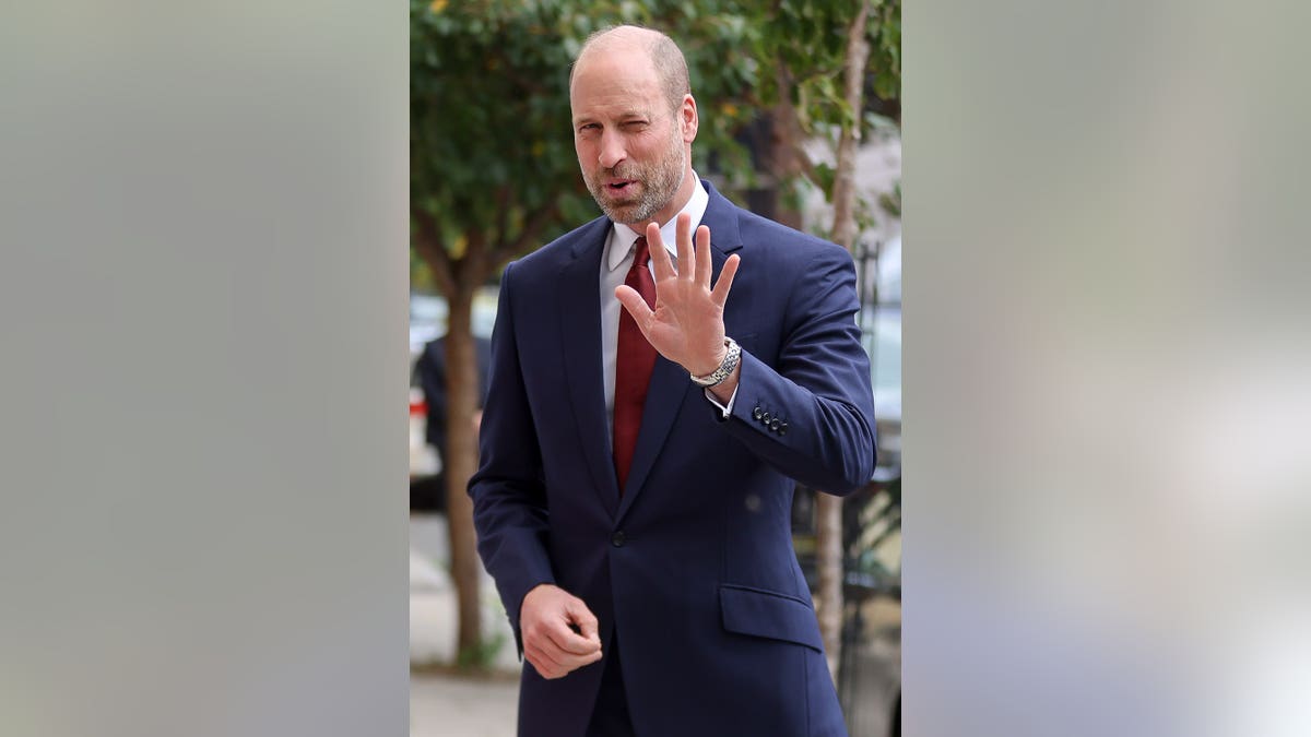 Prince William departs the Amos Bursary in Hoxton, London, after meeting scholars and alumni.