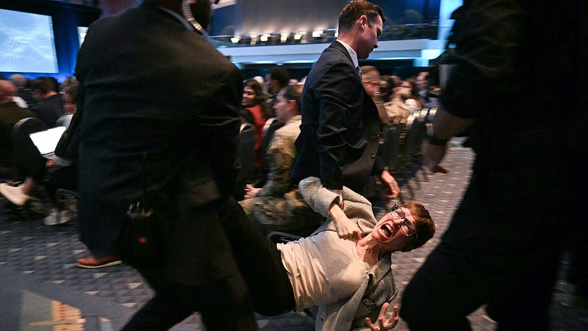 Protester carried out
