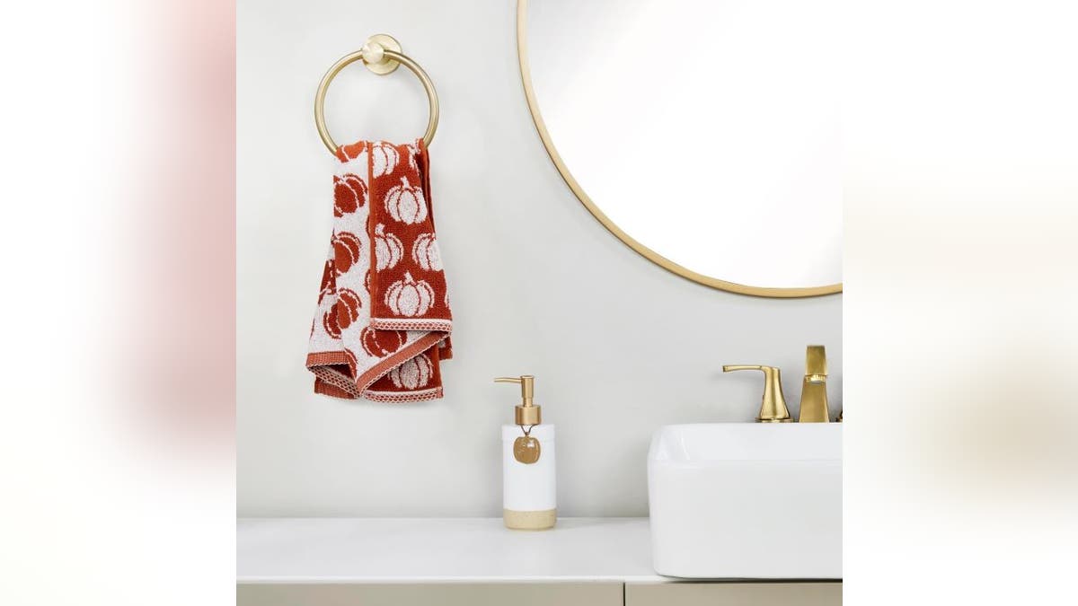 Pumpkins add a festive look to your kitchen or bathroom. 
