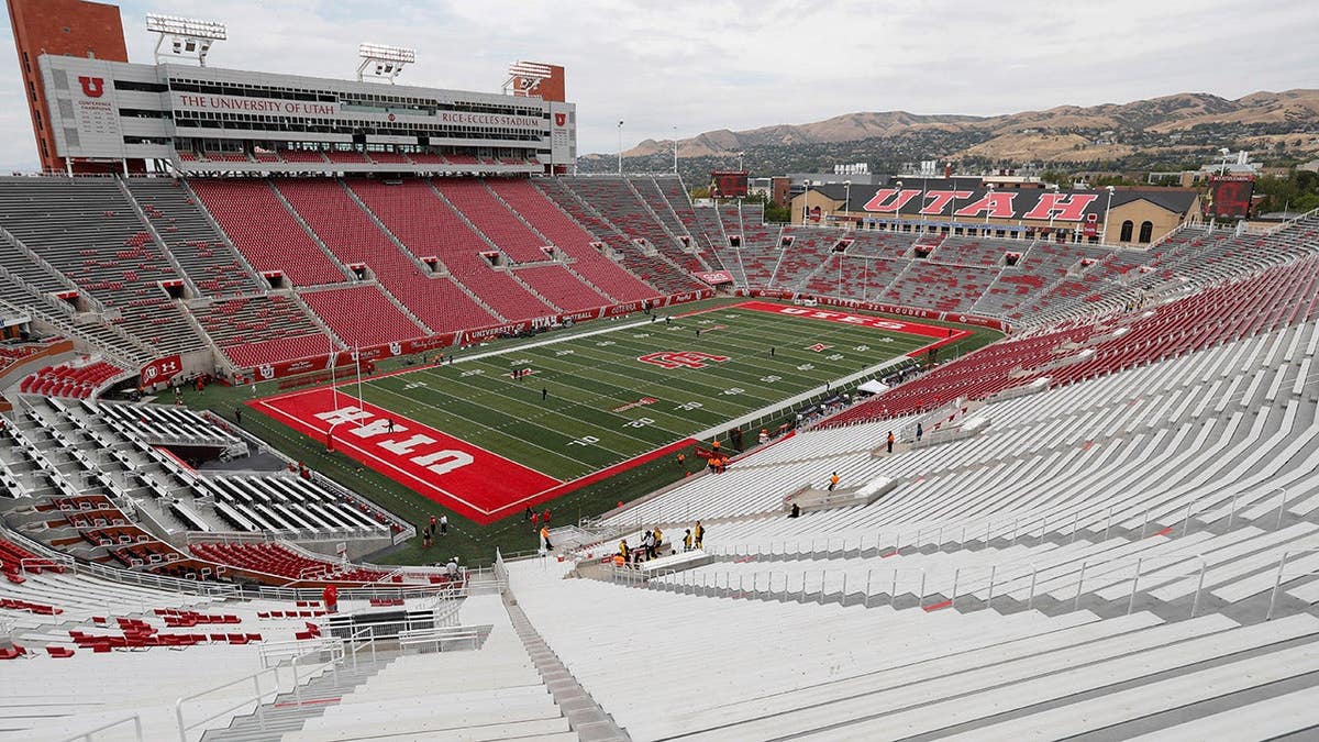 Rice-Eccles Stadium stands before the Utah Utes and Cal Poly Mustangs game.