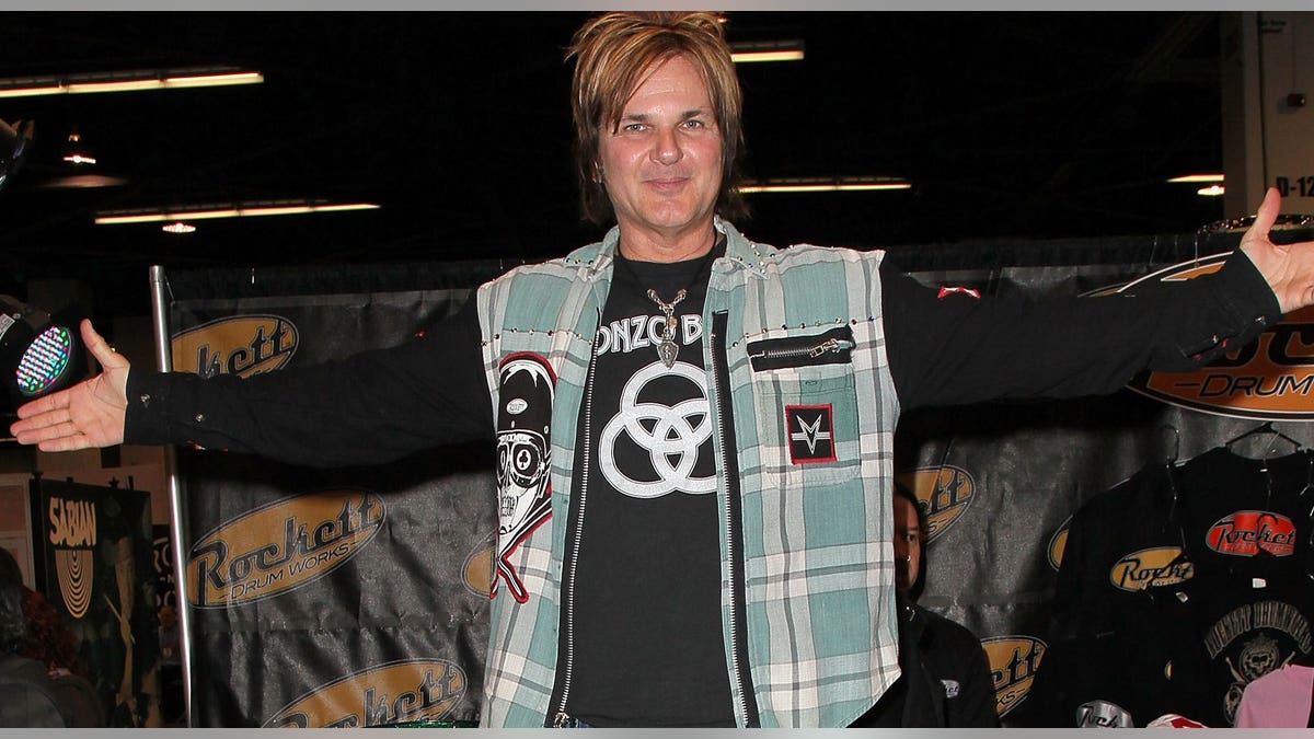 Drummer Rikki Rockett attends the NAMM Show at Anaheim Convention Center.