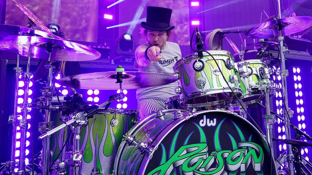 Rikki Rockett performs onstage during The Stadium Tour at Truist Park.