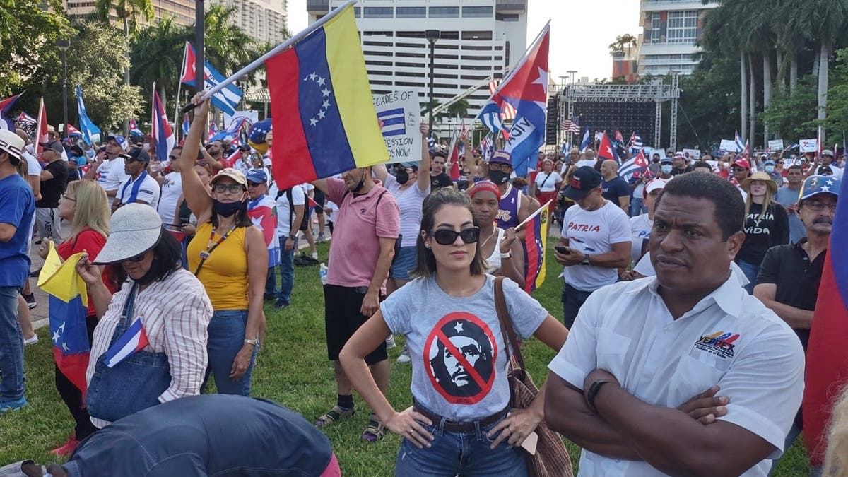 Germania Rodriguez Poleo stands at an outdoor event.