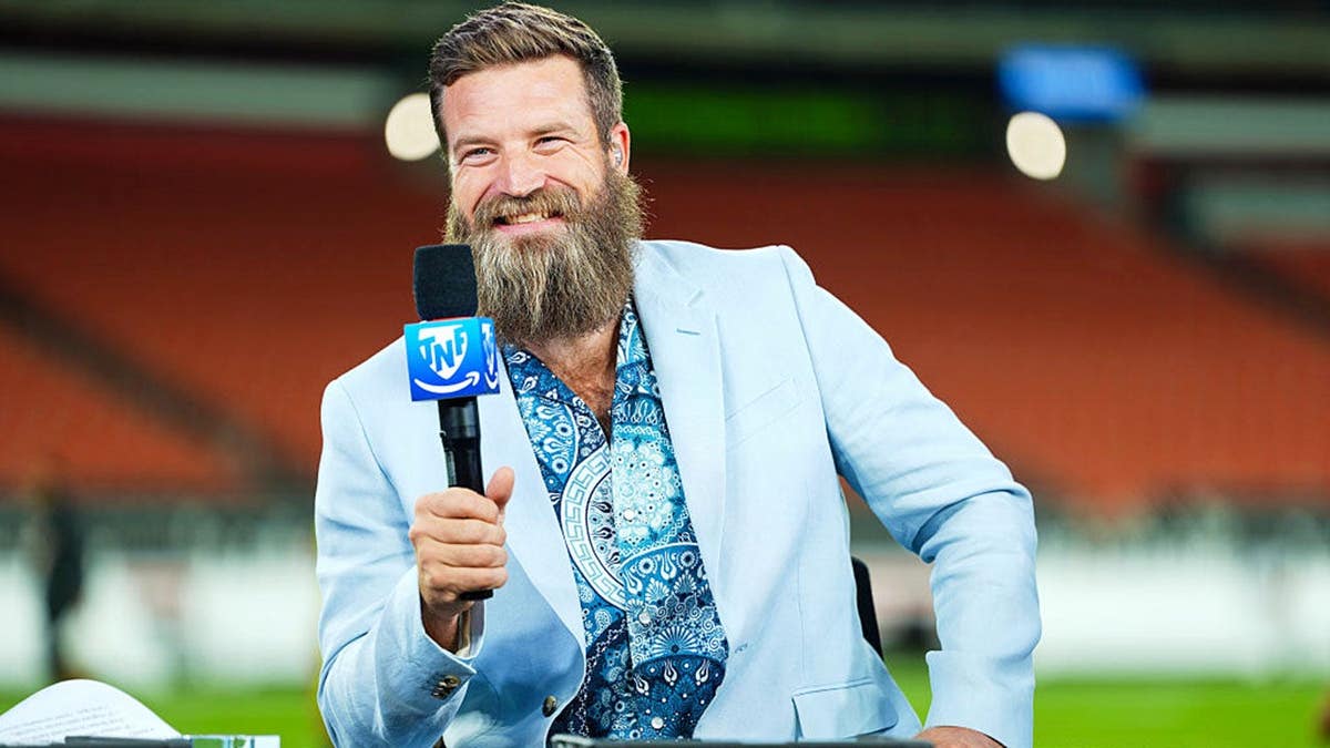 Ryan Fitzpatrick looks on from the TNF on Prime set in Cleveland.