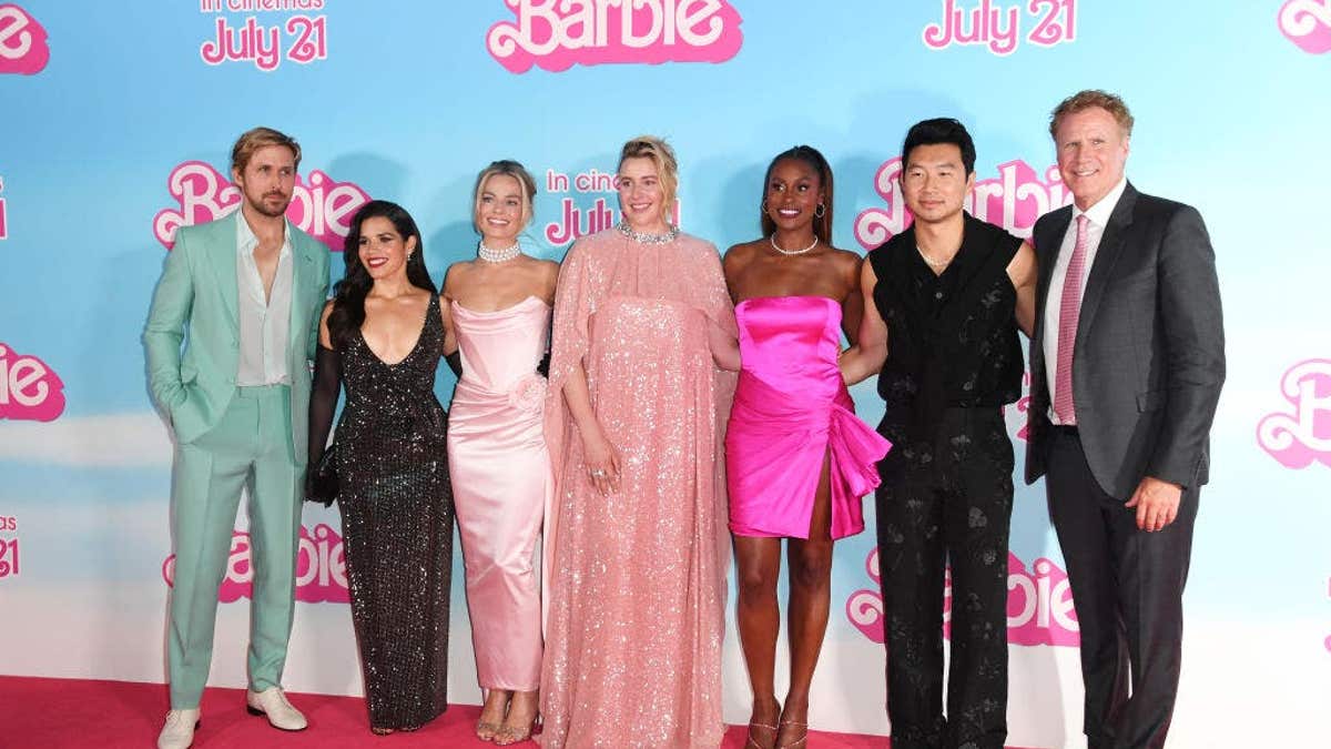 Ryan Gosling, America Ferrera, Margot Robbie, Greta Gerwig, Issa Rae, Simu Liu and Will Ferrell at the Barbie European premiere.