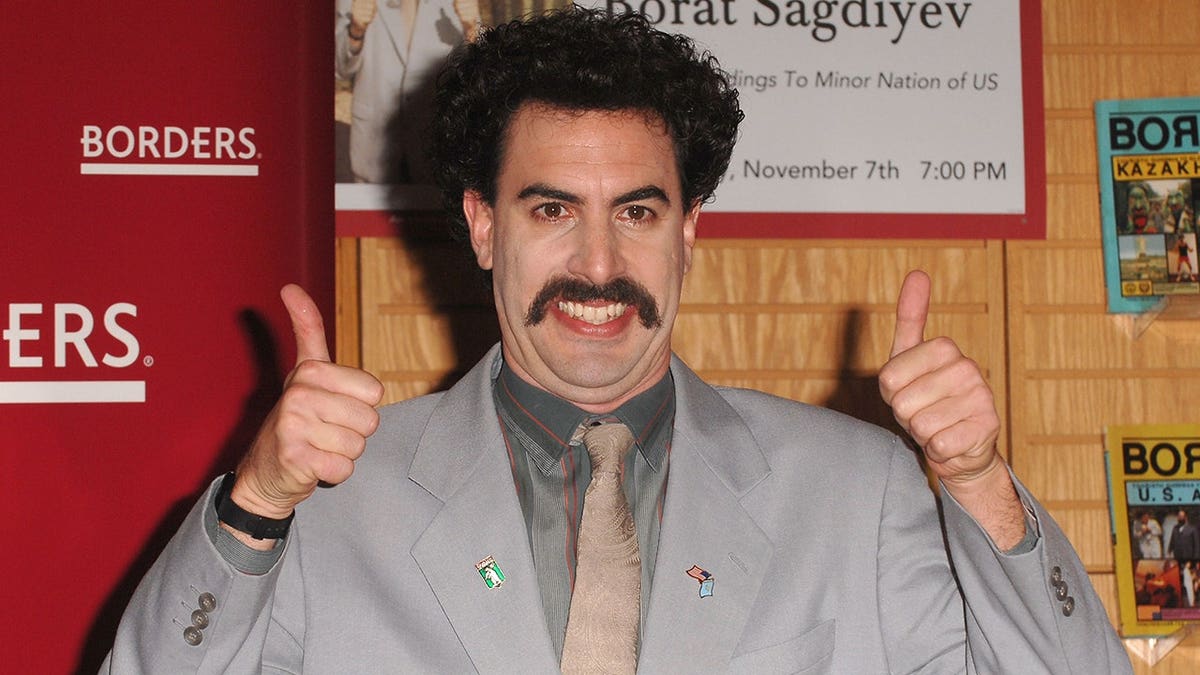 Sacha Baron Cohen dressed as Borat at a book signing in November 2007.