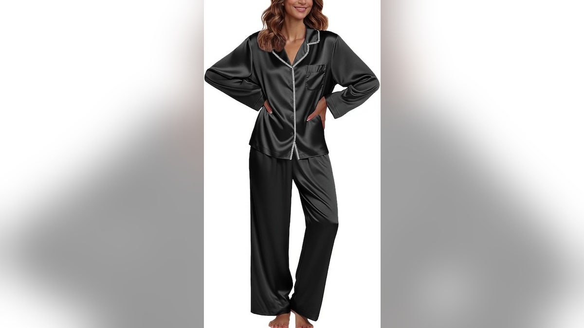 Choose from more than 30 colors of this silky pajama set.