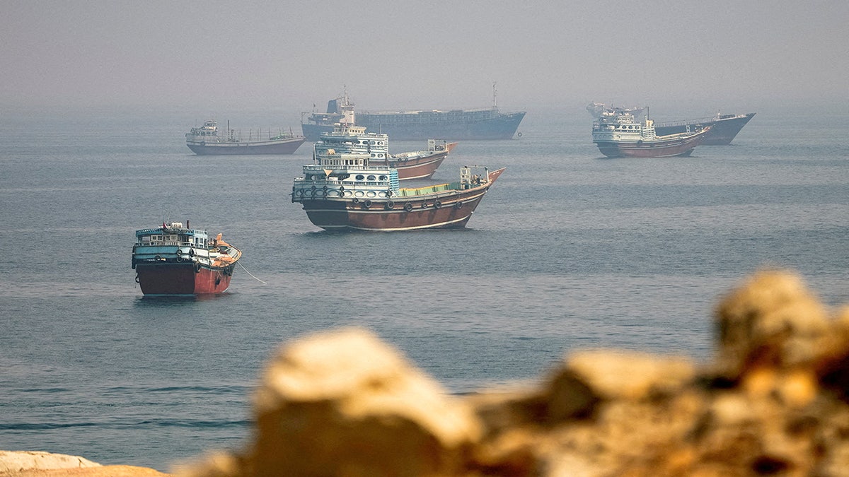 FILE PHOTO: Vessels near the Strait of Hormuz, as seen from Musandam, Oman, August 31, 2026. REUTERS/Stringer/File Photo