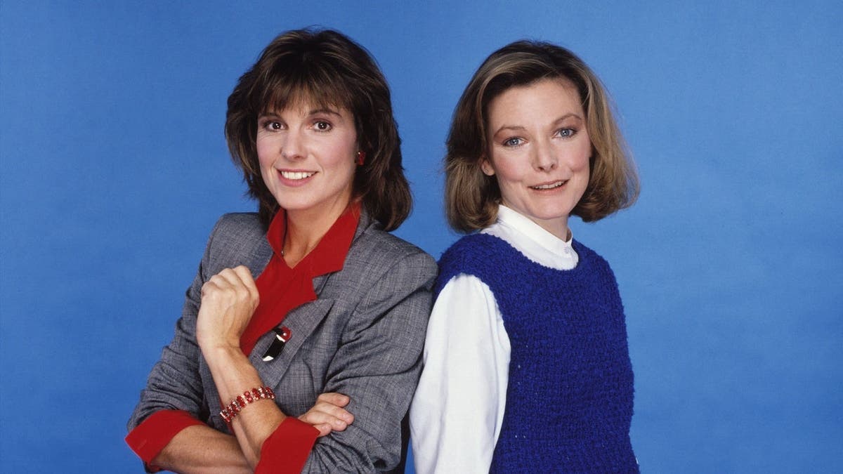 Susan Saint James and Jane Curtain pose together in New York.