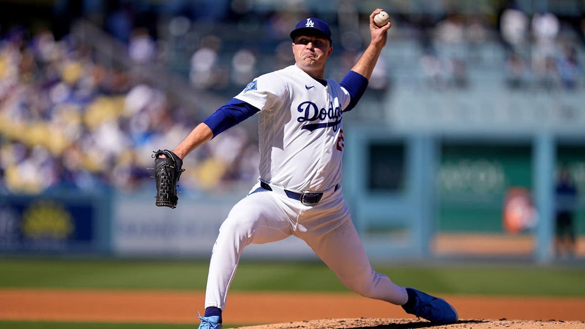 Tarik Skubal pitches against an Atlanta Braves batter during Game 1 of the National League Division Series.