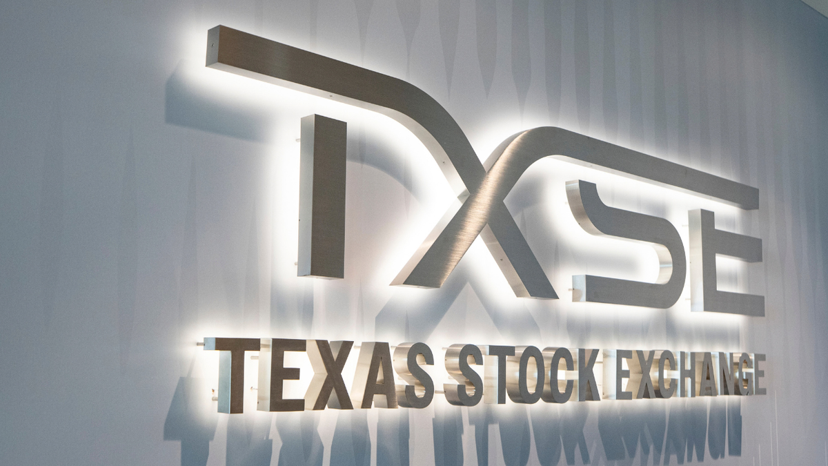 Signage at the Texas Stock Exchange in Dallas, Texas.