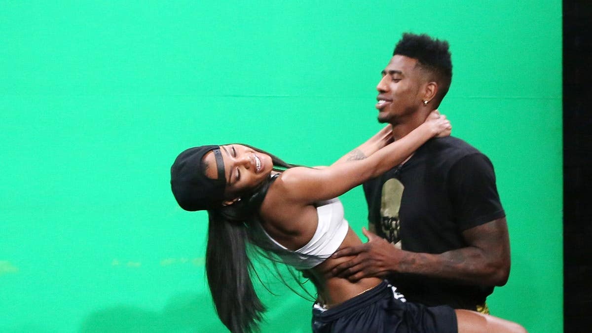 Teyana Taylor and Iman Shumpert at 106 & Park event in New York City.