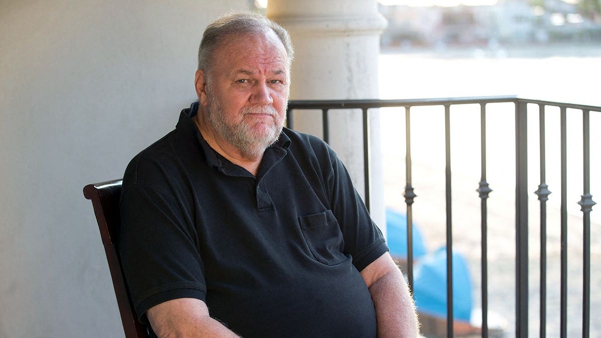 Thomas Markle Sr. stands during a photoshoot in San Diego.