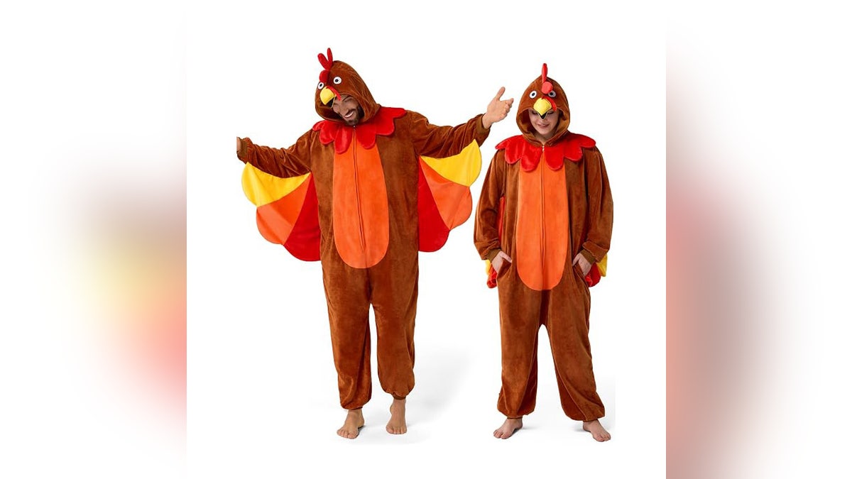 Stay warm in this party-ready onesie.