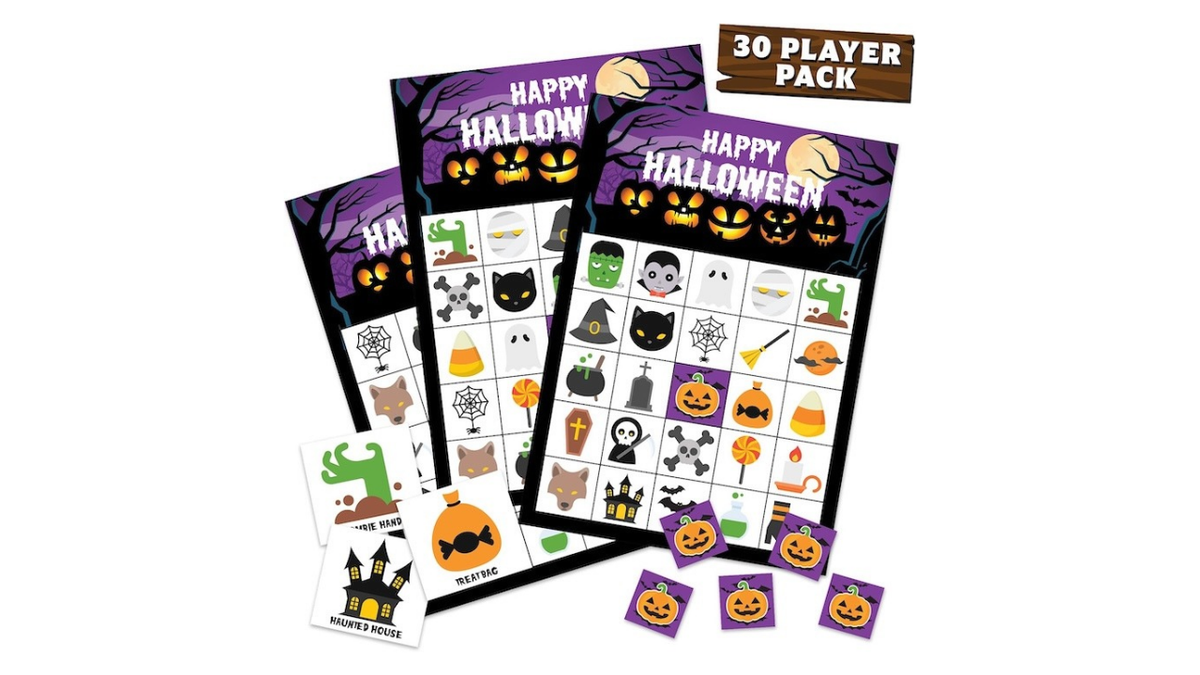 Match five Halloween icons to win bingo.
