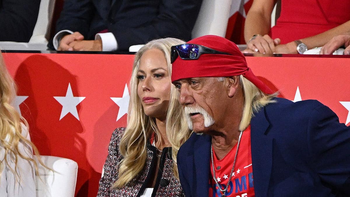 Vanessa Trump sits with Hulk Hogan and Sky Daily at the Republican National Convention.