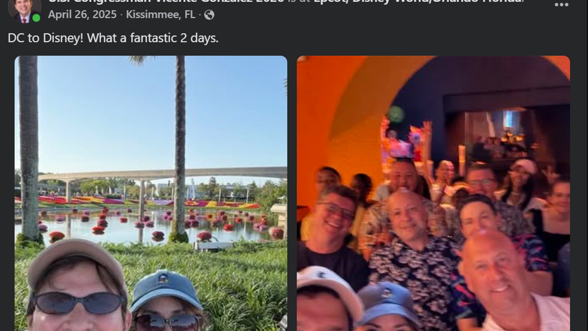 Rep. Vicente Gonzalez Facebook post of trip to Disney World