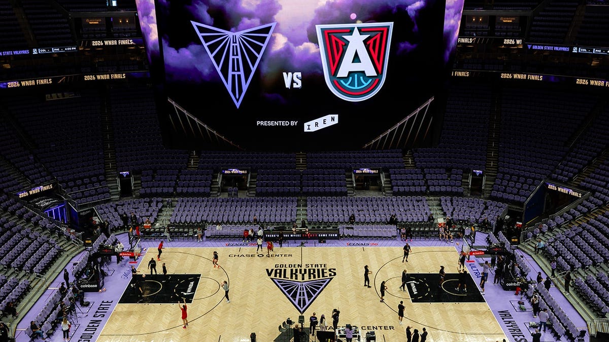 Chase Center stadium interior before Game 2 of the WNBA Finals in San Francisco.