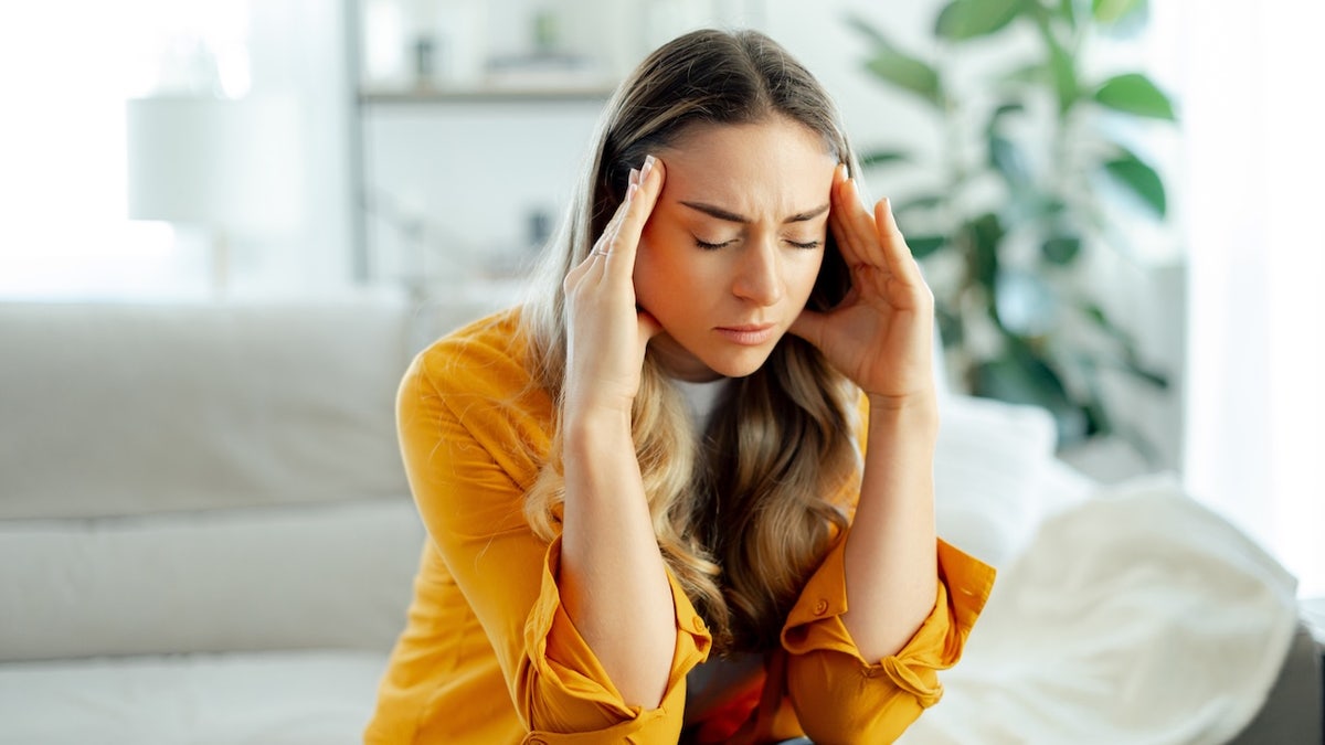 Woman stress headache