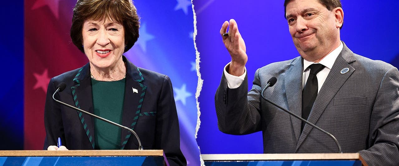 Un demócrata le suelta unas palabras a Collins por una acusación después de que un alborotador interrumpiera el último debate del Senado en Maine - Fox News