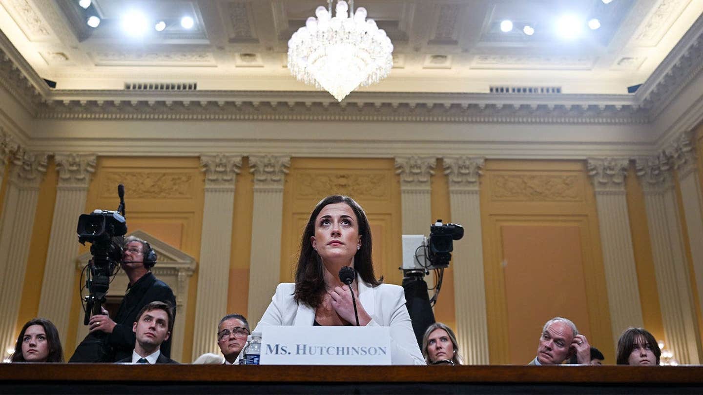 Cassidy Hutchinson sits at the witness table during a June 2022 House Jan. 6 committee hearing.