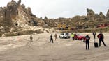 View of emergency response after rockfall in Turkey