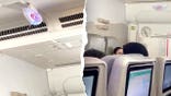 Split image of water calling on Emirates passenger
