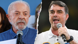 photo of Brazilian President Luiz Inácio Lula da Silva, left, and Sen. Flávio Bolsonaro, right