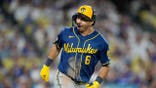 David Hamilton celebrates after hitting a home run during Game 4 of the National League Championship Series.