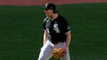 Grant Taylor reacts after a win over the Cleveland Guardians in Cleveland.