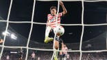 Justin Ellis scores a goal during a U.S. vs. Canada soccer match.