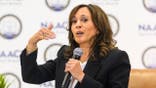 Kamala Harris participates in a fireside chat with Rev. Wendell Anthony and Rev. Genetta Y. Hatcher.